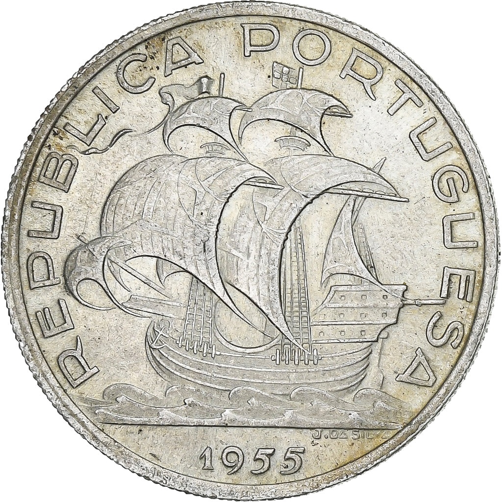 Monnaie, Portugal, 10 Escudos, 1955, TTB+, Argent, KM:586