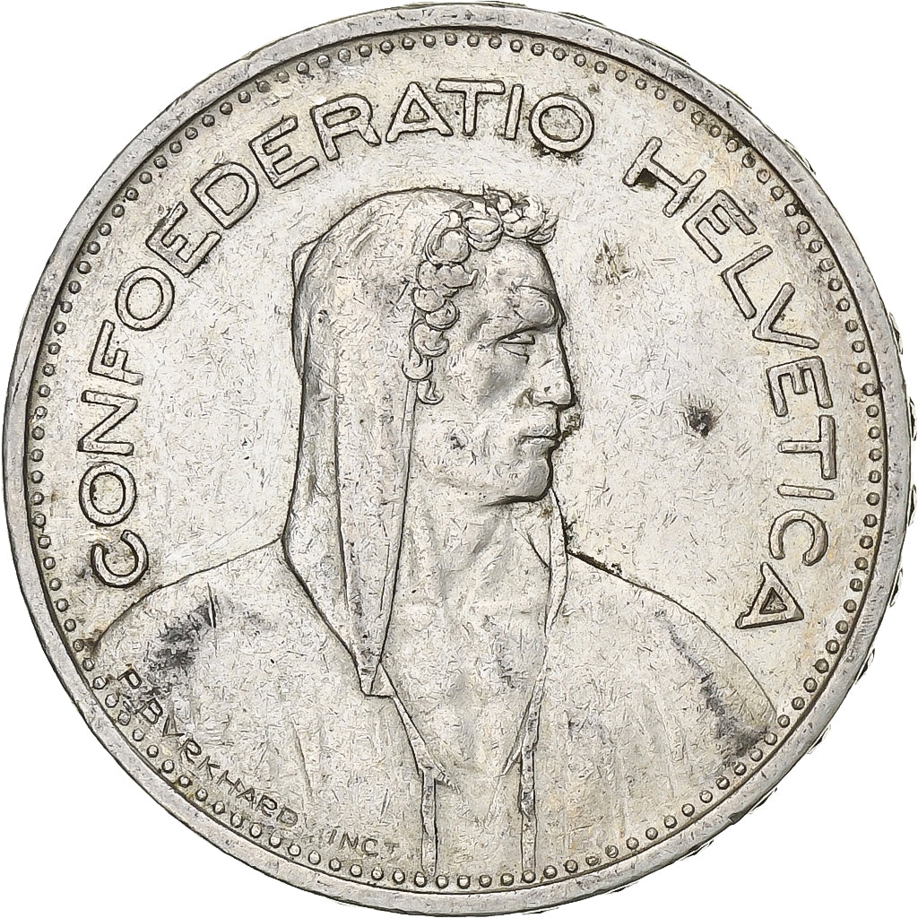 Coin, Switzerland, 5 Francs, 1952, Bern, EF(40-45), Silver, KM:40