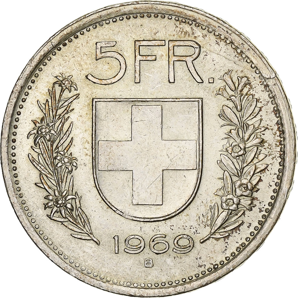 Schweiz, 5 Francs, 1969, Bern, SS+, Silber, KM:40
