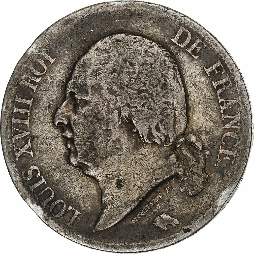 France, Louis XVIII, 5 Francs, 1821, Paris, VF(20-25), Silver