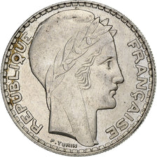 France, 20 Francs, Turin, 1933, Paris, Rameaux courts, Silver, EF(40-45)