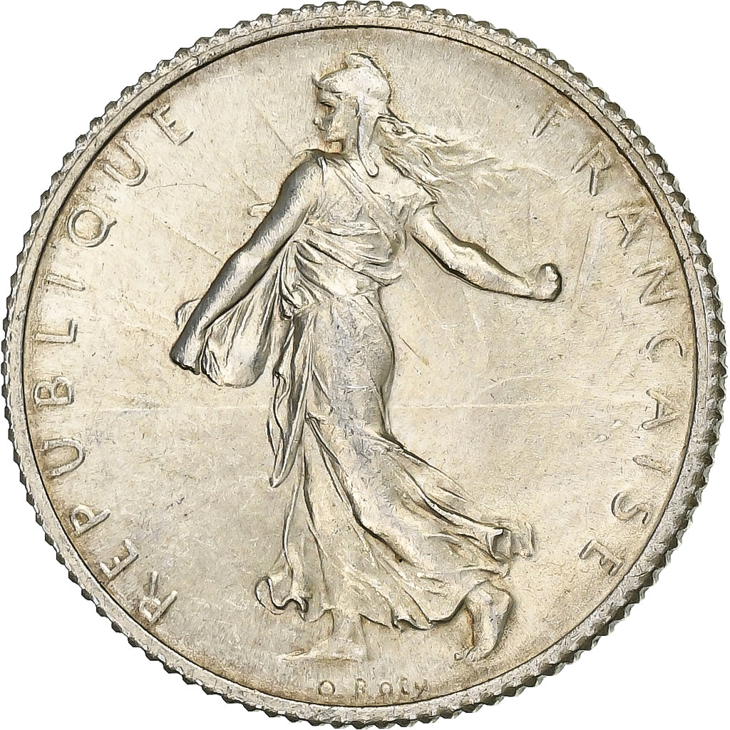France, Franc, Semeuse, 1917, Paris, Silver, MS(60-62), Gadoury:467, KM:844.1