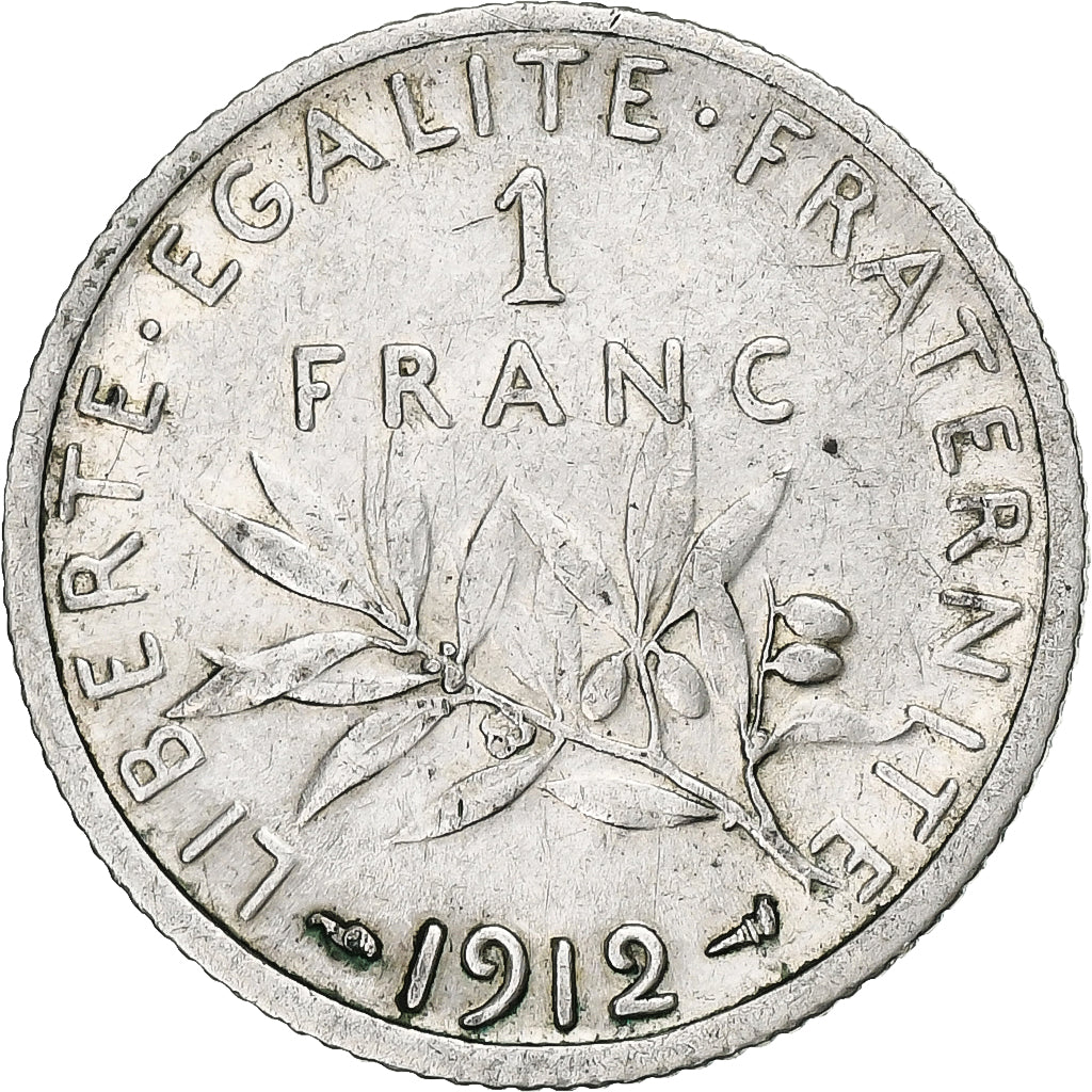 France, Semeuse, Franc, 1912, Paris, EF(40-45), Silver, KM:844.1