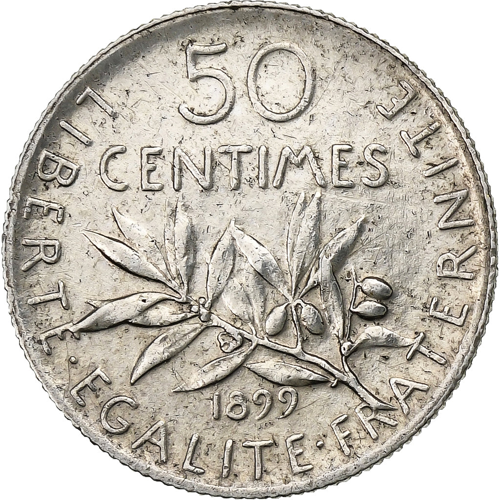 France, 50 Centimes, Semeuse, 1899, Paris, Silver, AU(50-53), Gadoury:420, Le