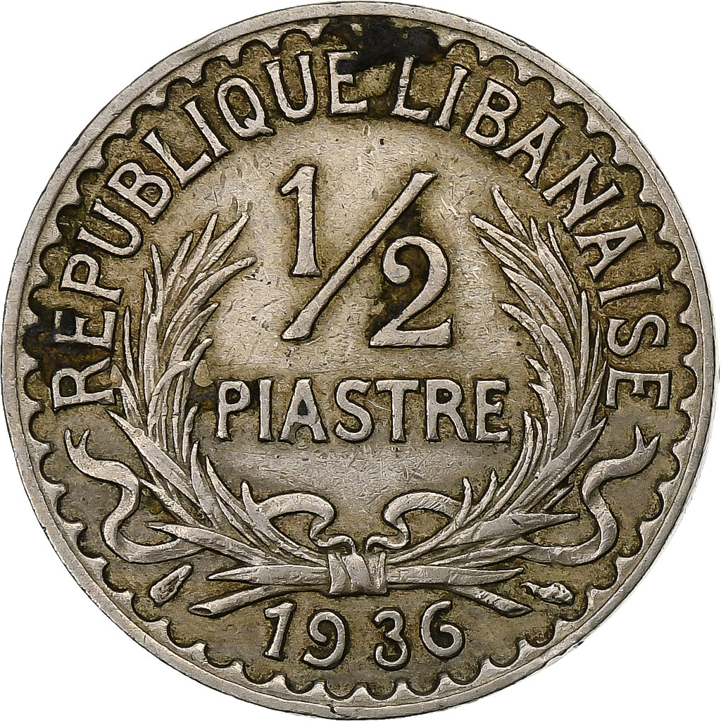 Coin, Lebanon, 1/2 Piastre, 1936, Paris, VF(30-35), Copper-nickel, KM:9