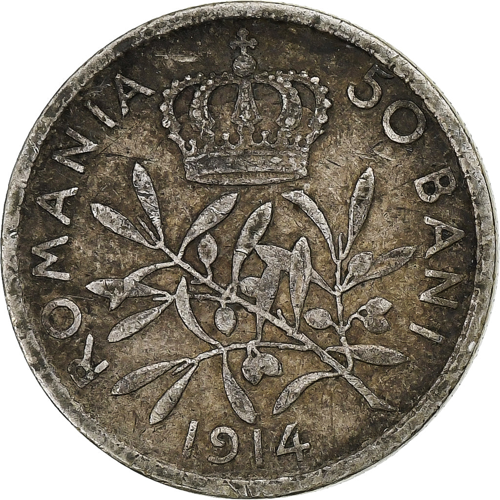 Coin, Romania, Carol I, 50 Bani, 1914, VF(30-35), Silver, KM:41