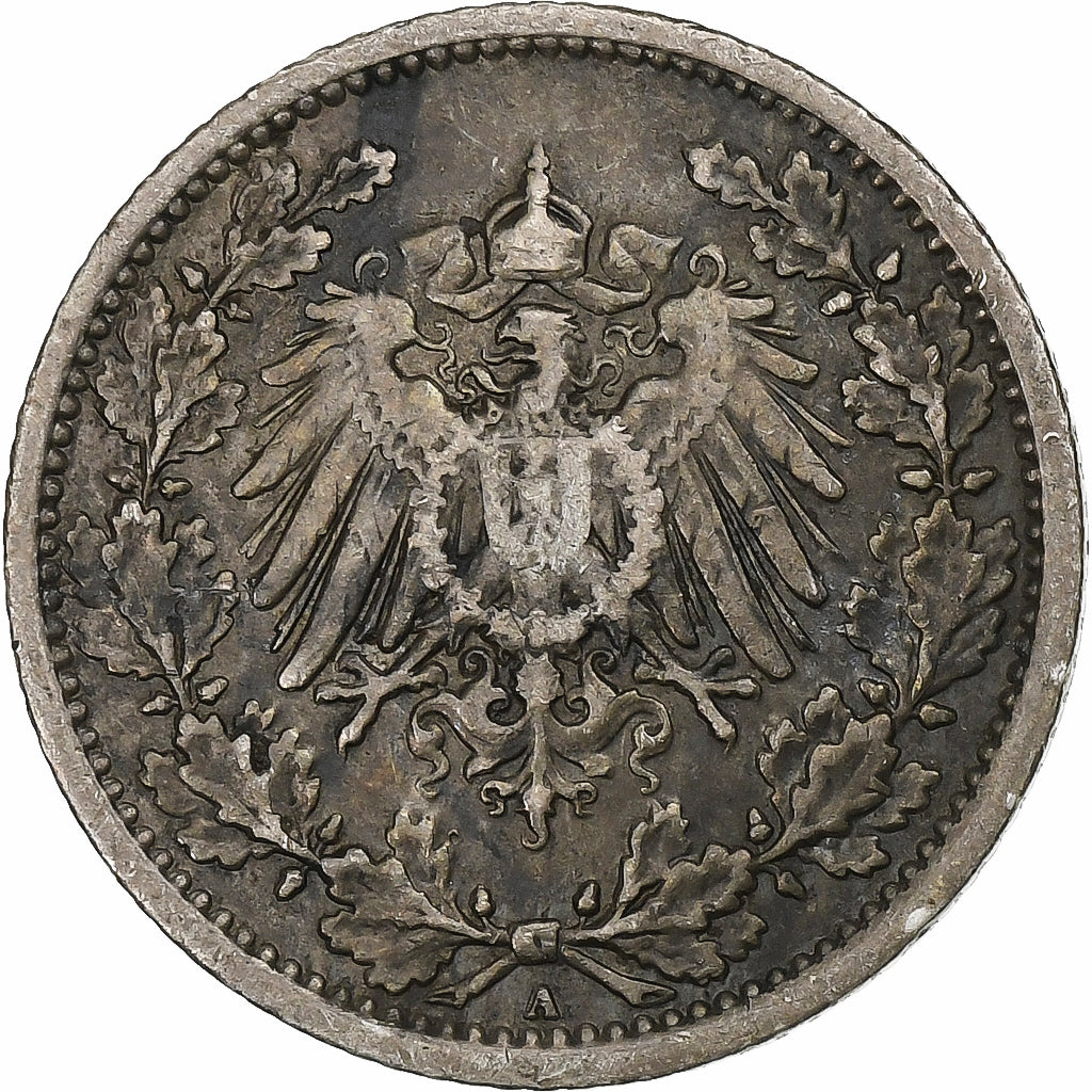 GERMANY - EMPIRE, 1/2 Mark, 1918, Berlin, Silver, AU(50-53), KM:17