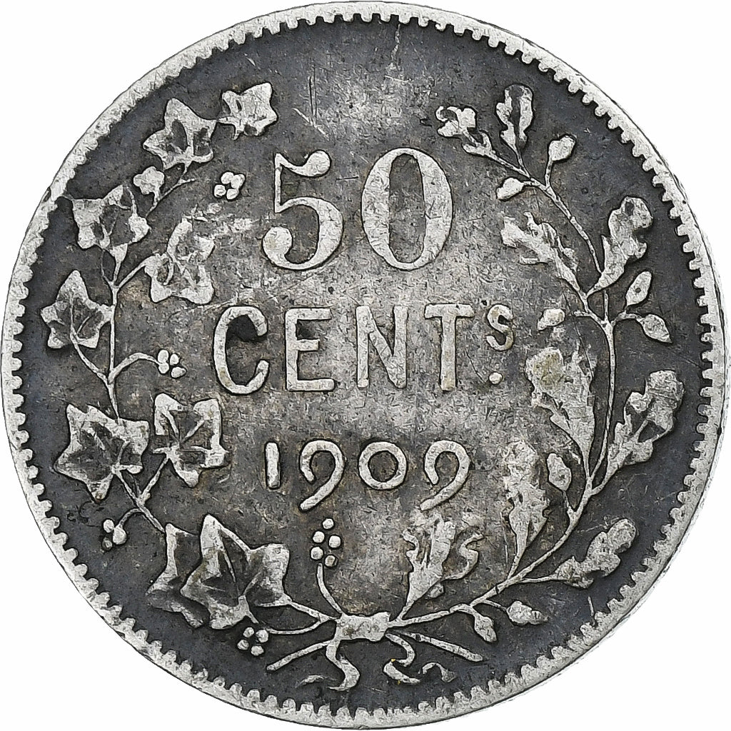 Belgium, Leopold II, 50 Centimes, 1909, Silver, VF(30-35), KM:61.1
