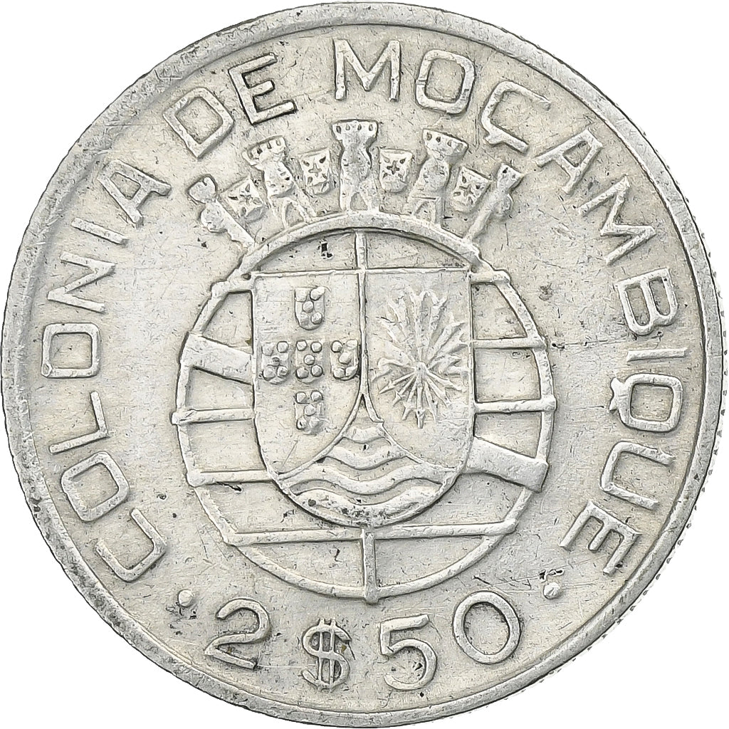 Mosambik, 2-1/2 Escudos, 1950, SS, Silber, KM:68