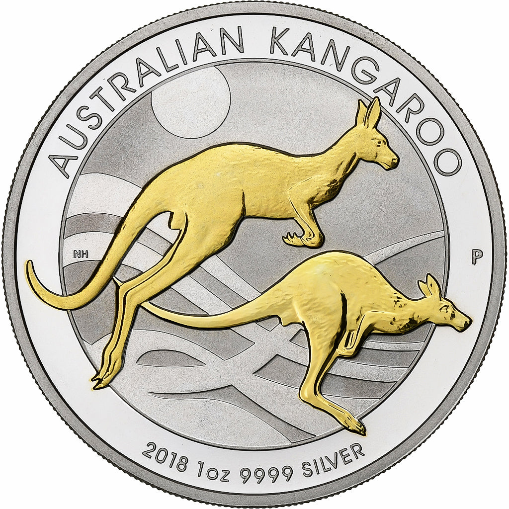 Australien, Elizabeth II, 1 Dollar, 1 Oz, Gilded Kangaroo, 2018, Silber, STGL