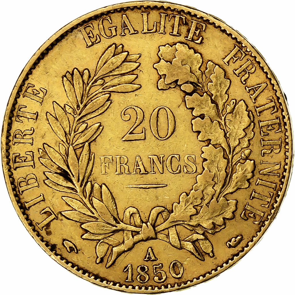 France, 20 Francs, Cérès, 1850, Paris, Gold, EF(40-45), Gadoury:1059, KM:762