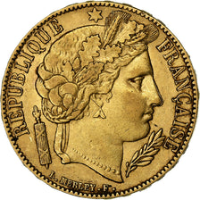 FRANCE, Cérès, 20 Francs, 1851, Paris, KM #762, AU(50-53), Gold, Gadoury #1059,