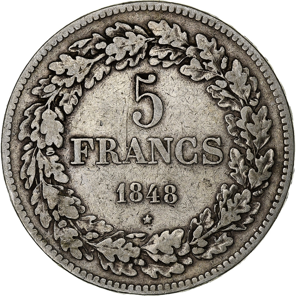 Belgium, Leopold I, 5 Francs, 5 Frank, 1848, Silver, VF(30-35), KM:3.2