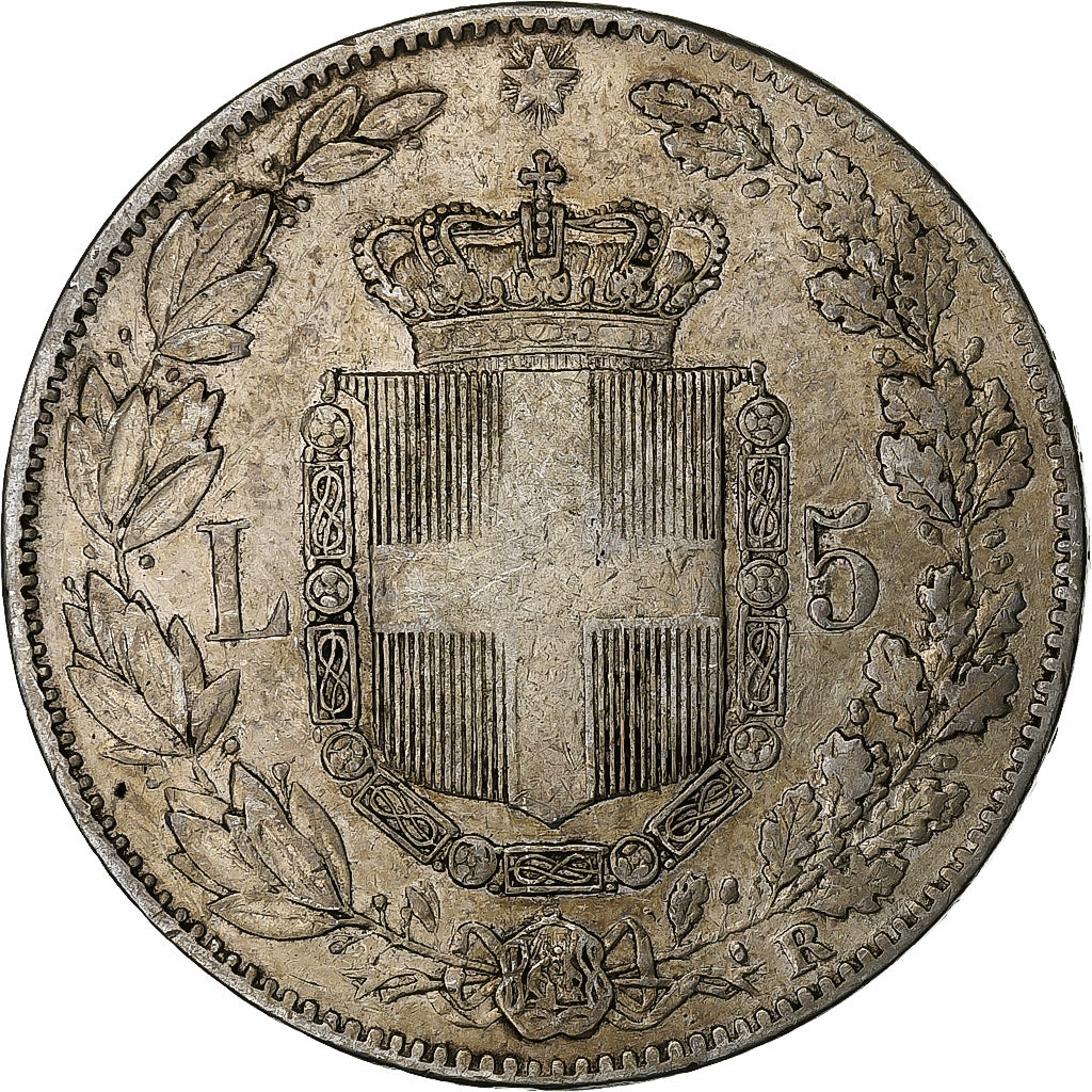 Italia, Umberto I, 5 Lire, 1879, Rome, Argento, MB+, KM:20