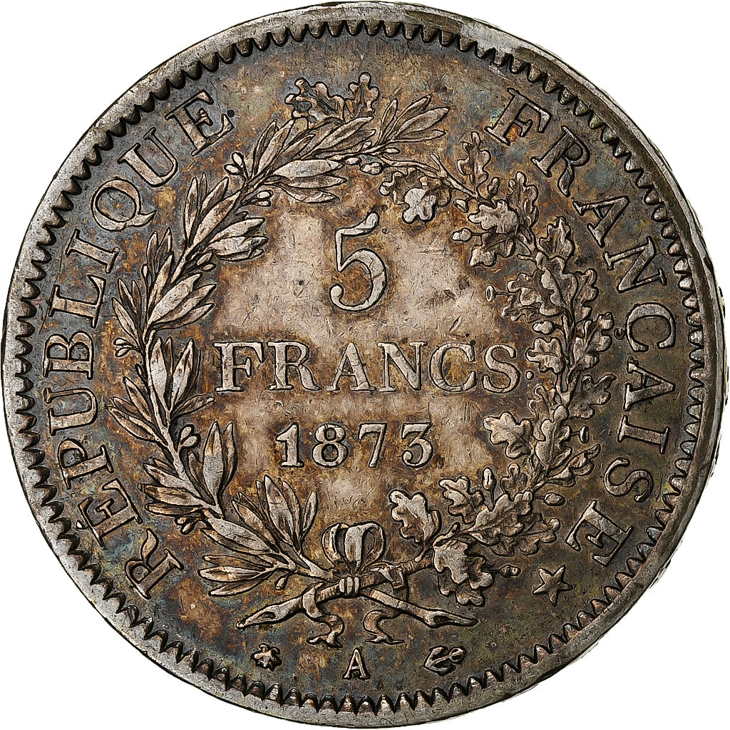Francia, Hercule, 5 Francs, 1873, Paris, BB, Argento, KM:820.1, Gadoury:745a