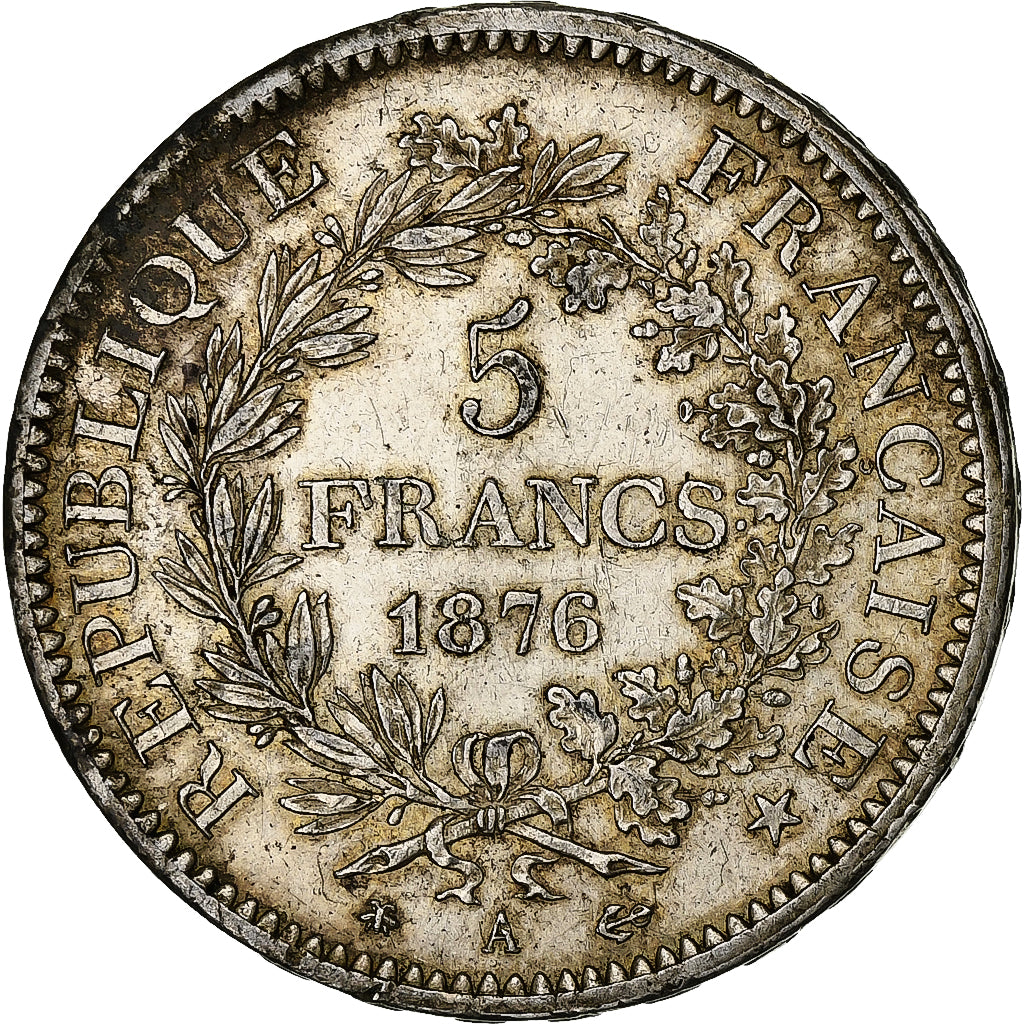 Moneta, Francia, Hercule, 5 Francs, 1876, Paris, BB, Argento, KM:820.1