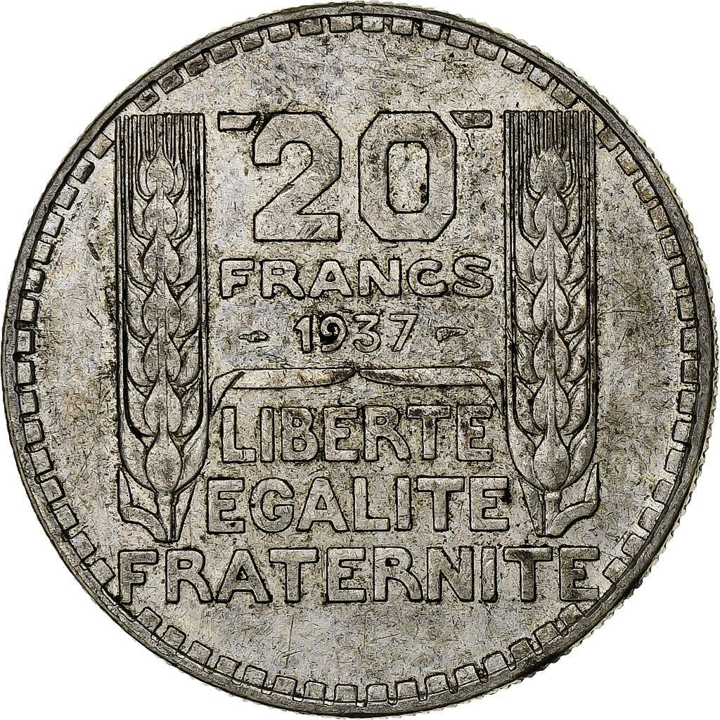 Coin, France, Turin, 20 Francs, 1937, Paris, EF(40-45), Silver, KM:879