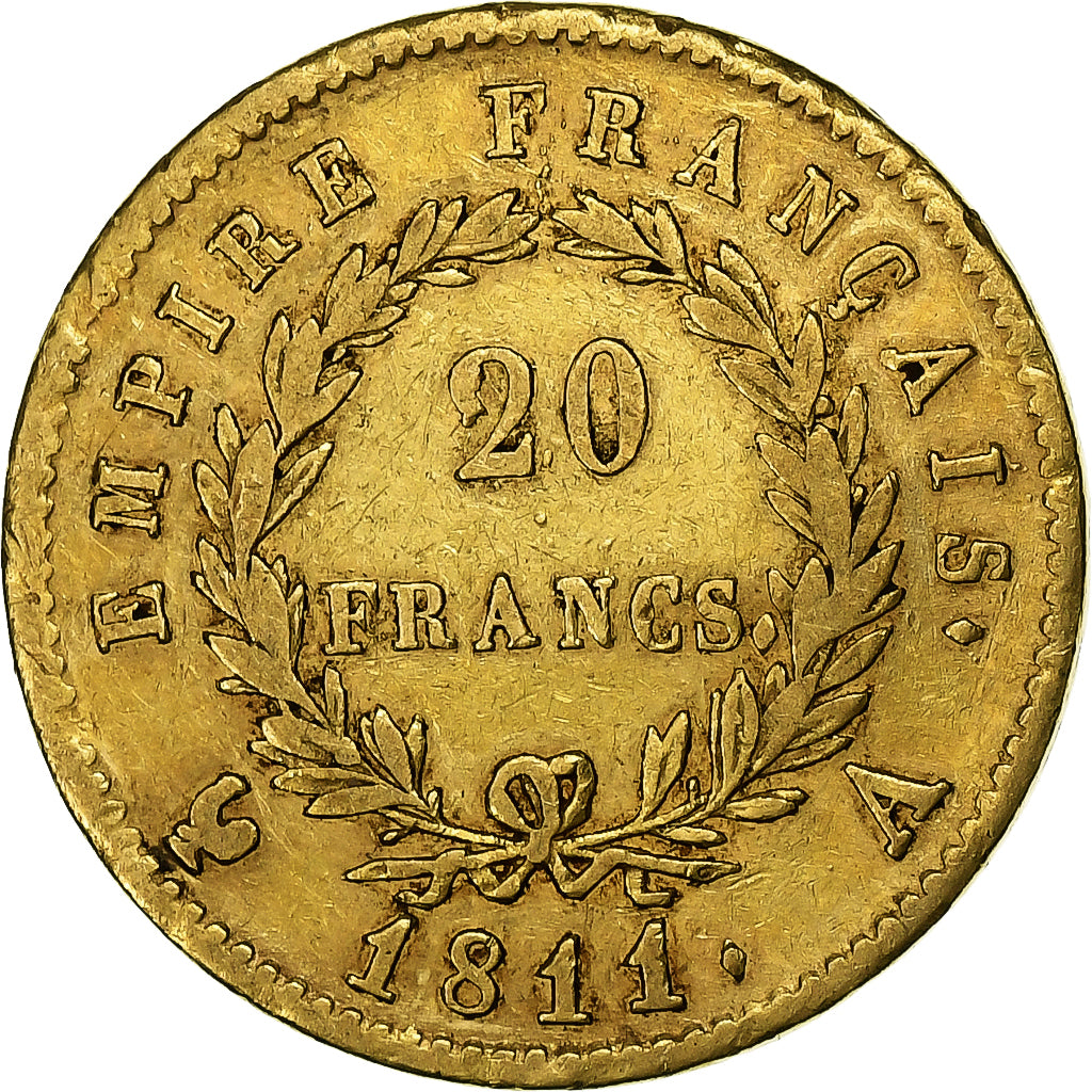 Premier Empire, 20 Francs Or au revers Empire 1811 Paris, KM 695.1
