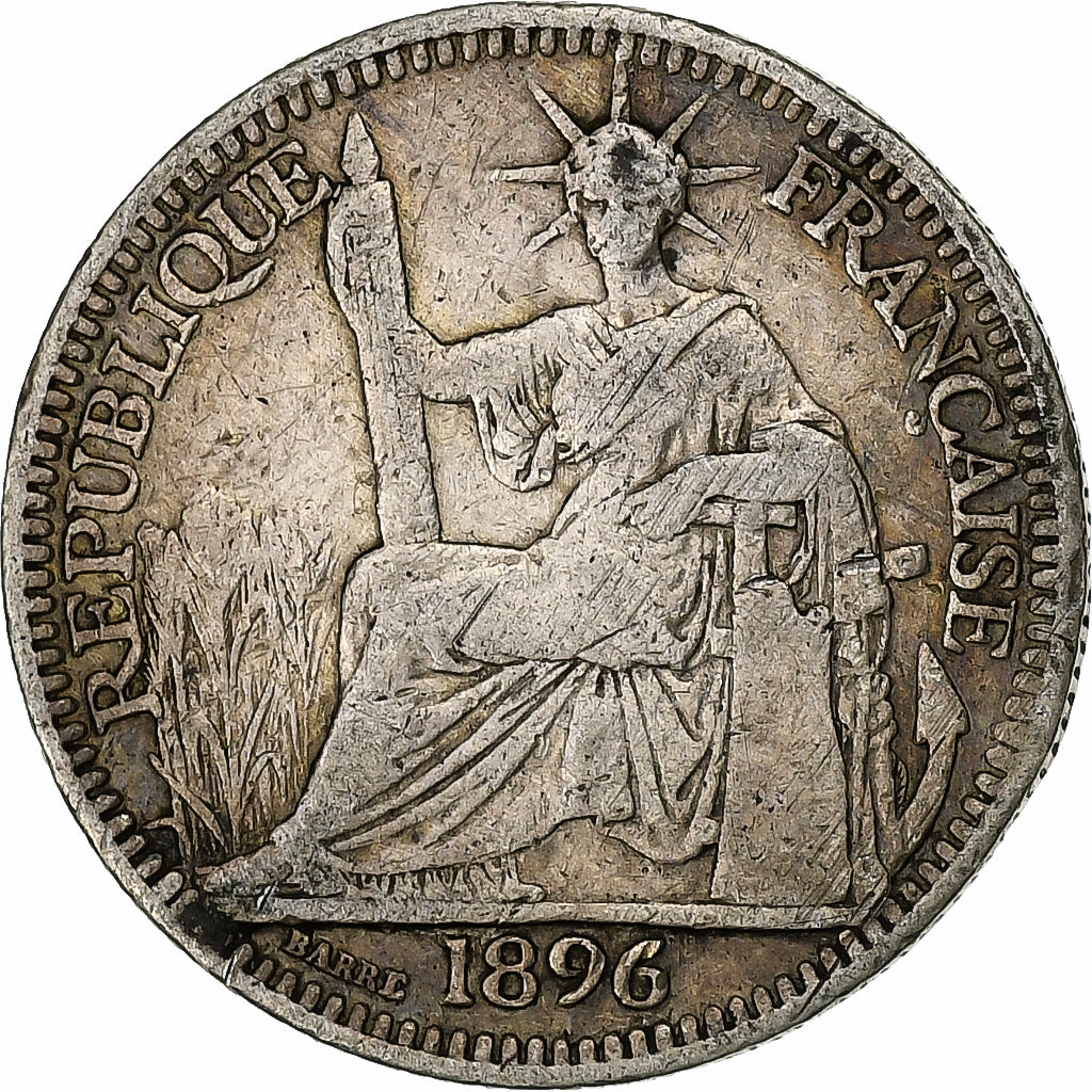 Moeda, INDOCHINA FRANCESA, 10 Cents, 1896, Paris, Variação, VF(30-35), Prata
