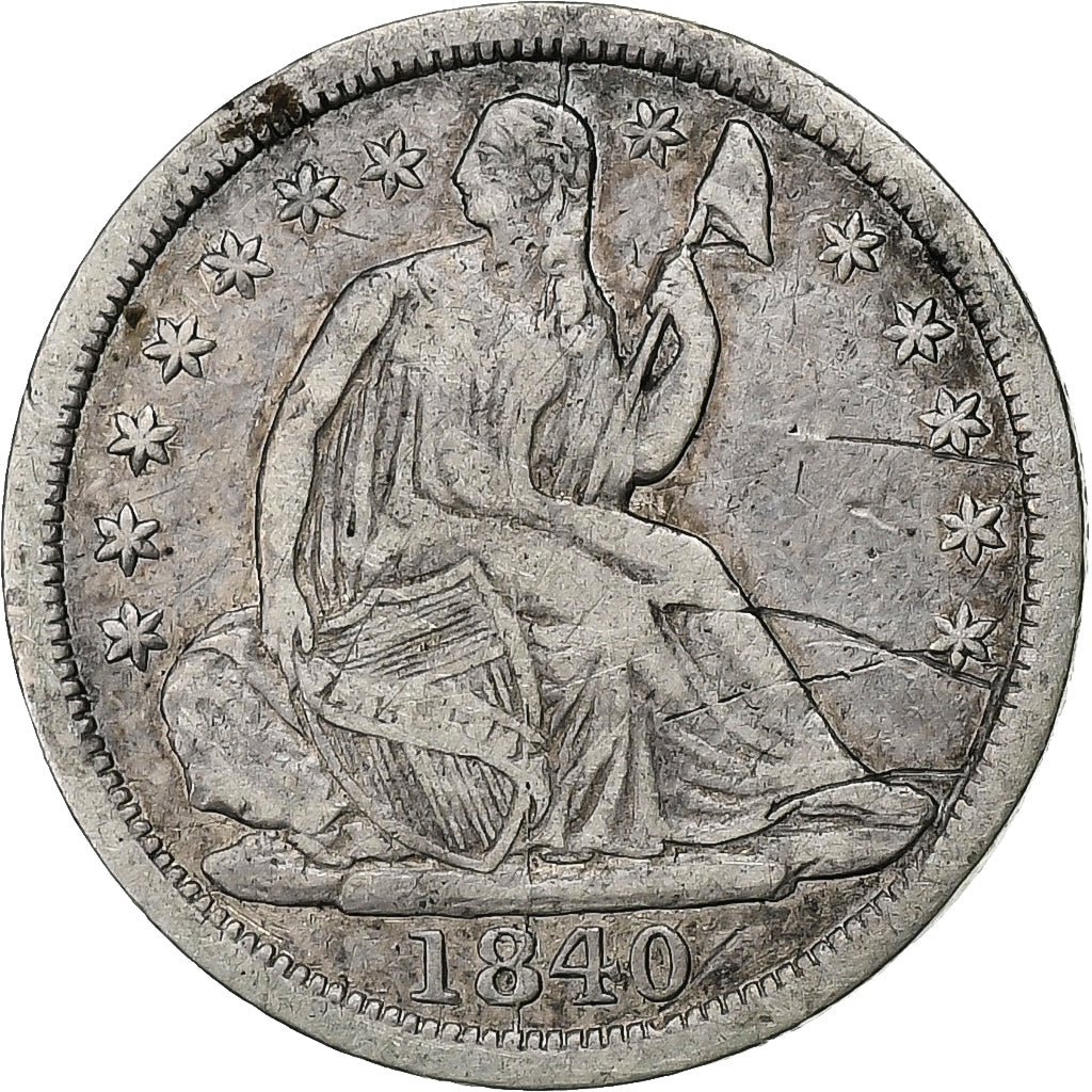États-Unis, Half Dime, Seated Liberty Half Dime, 1840, U.S. Mint, Argent, TB+