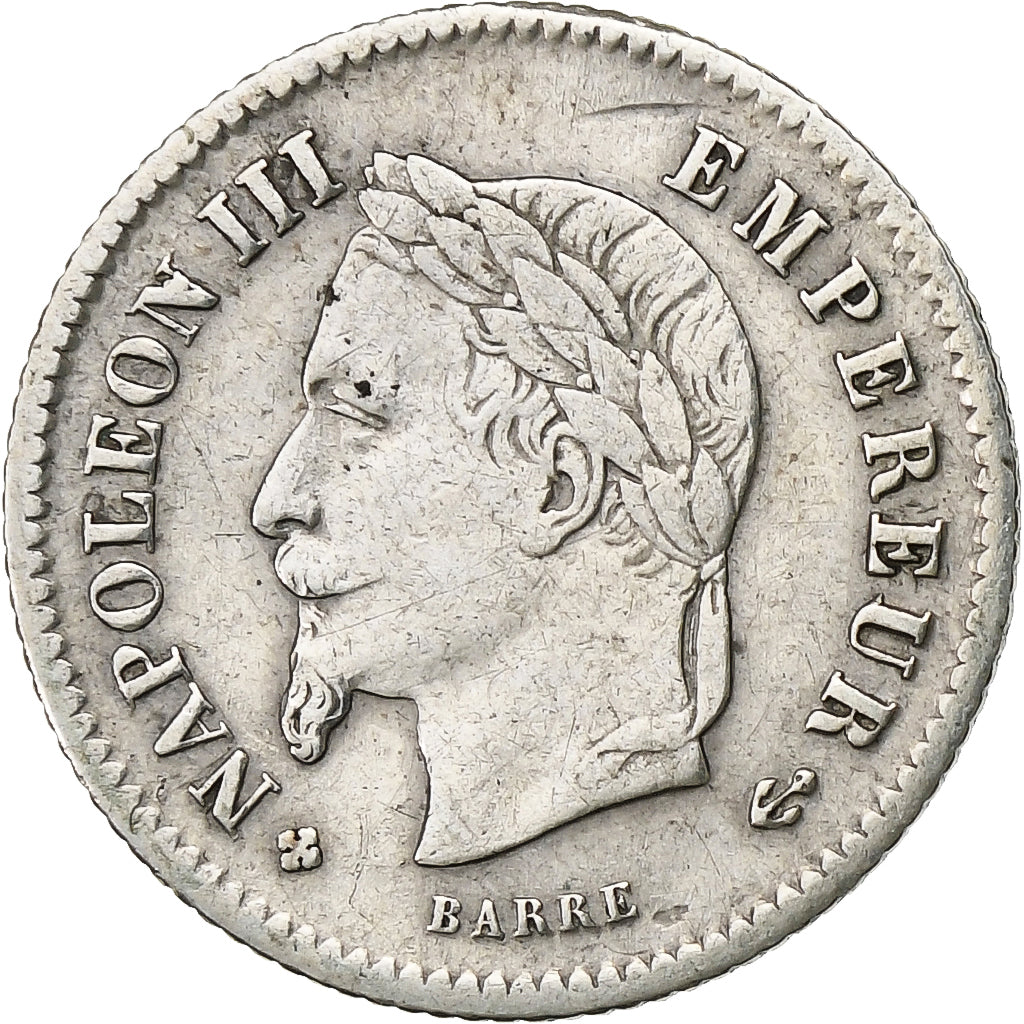 France, Napoleon III, 20 Centimes, 1867, Strasbourg, Silver, VF(30-35)