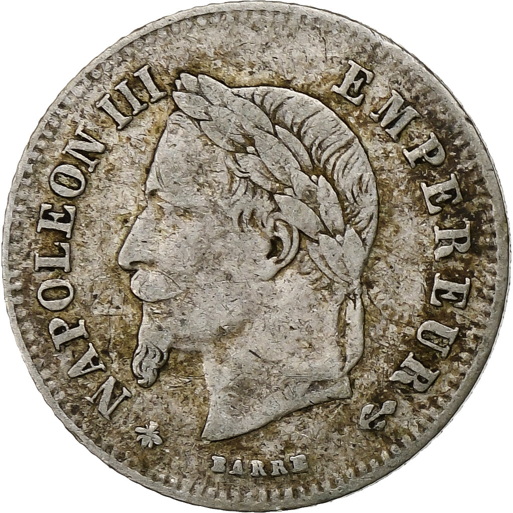 Francja, Napoleon III, 20 Centimes, 1866, Paris, Srebro, VF(30-35), Gadoury:308