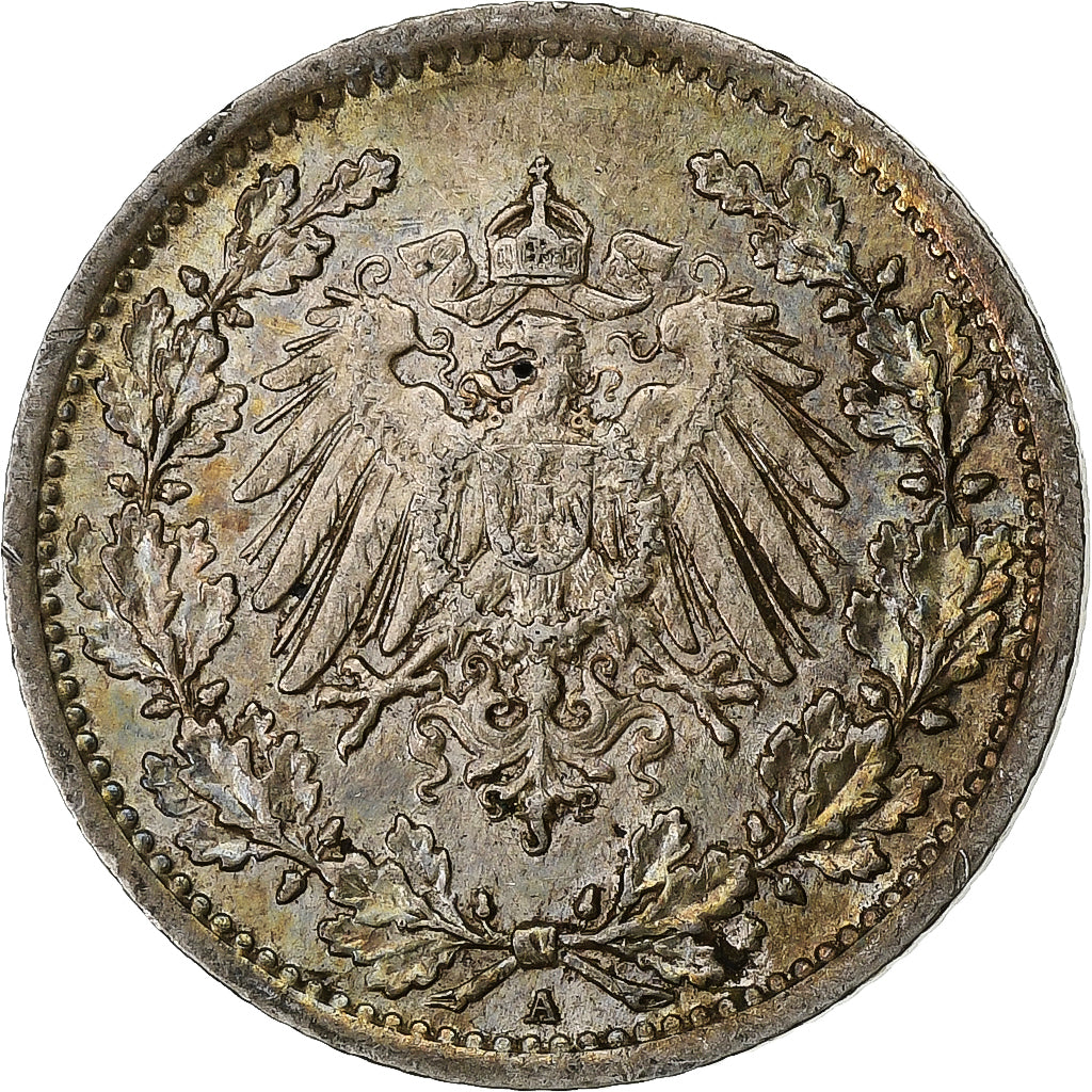 GERMANIA - IMPERO, 1/2 Mark, 1917, Berlin, BB+, Argento, KM:17