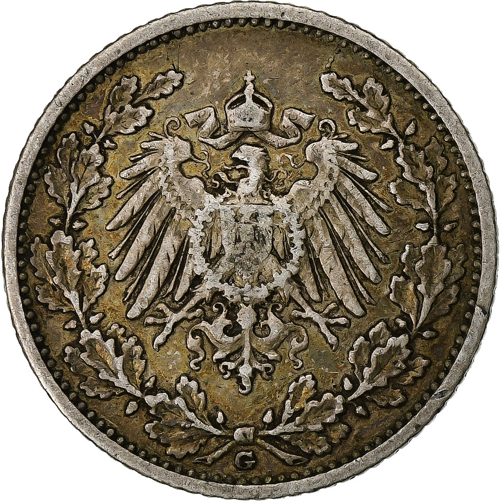 Coin, GERMANY - EMPIRE, 1/2 Mark, 1907, Karlsruhe, EF(40-45), Silver, KM:17