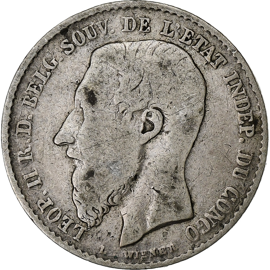 Stato Libero del Congo, Leopold II, 50 Centimes, 1896, Argento, MB+