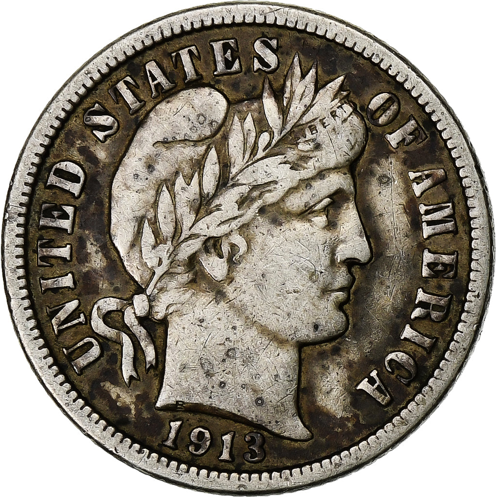 Stati Uniti, Barber Dime, Dime, 1913, U.S. Mint, Philadelphia, BB, Argento, K...