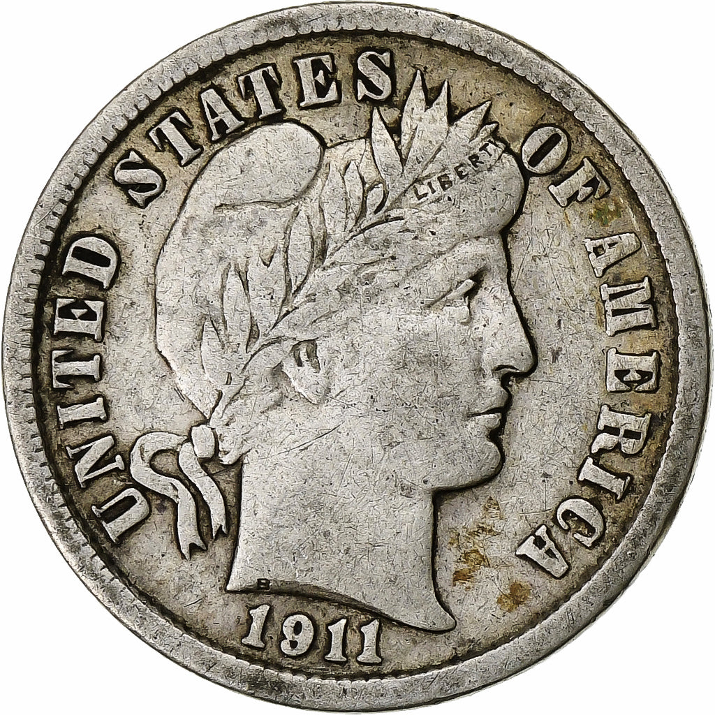 United States, Barber Dime, Dime, 1911, U.S. Mint, Philadelphia, VF(30-35)