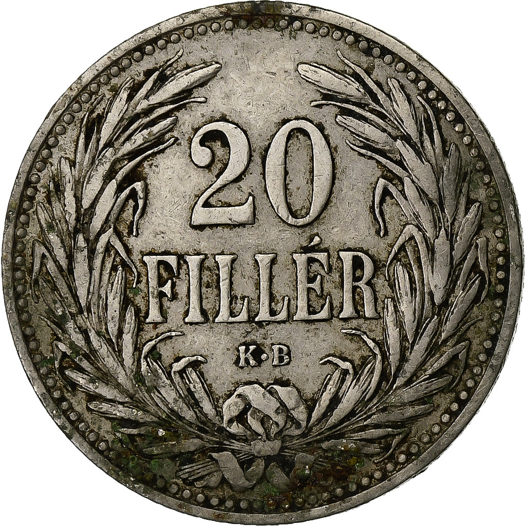 Ungarn, Franz Joseph I, 20 Fillér, 1908, Kormoczbanya, Nickel, SS, KM:483
