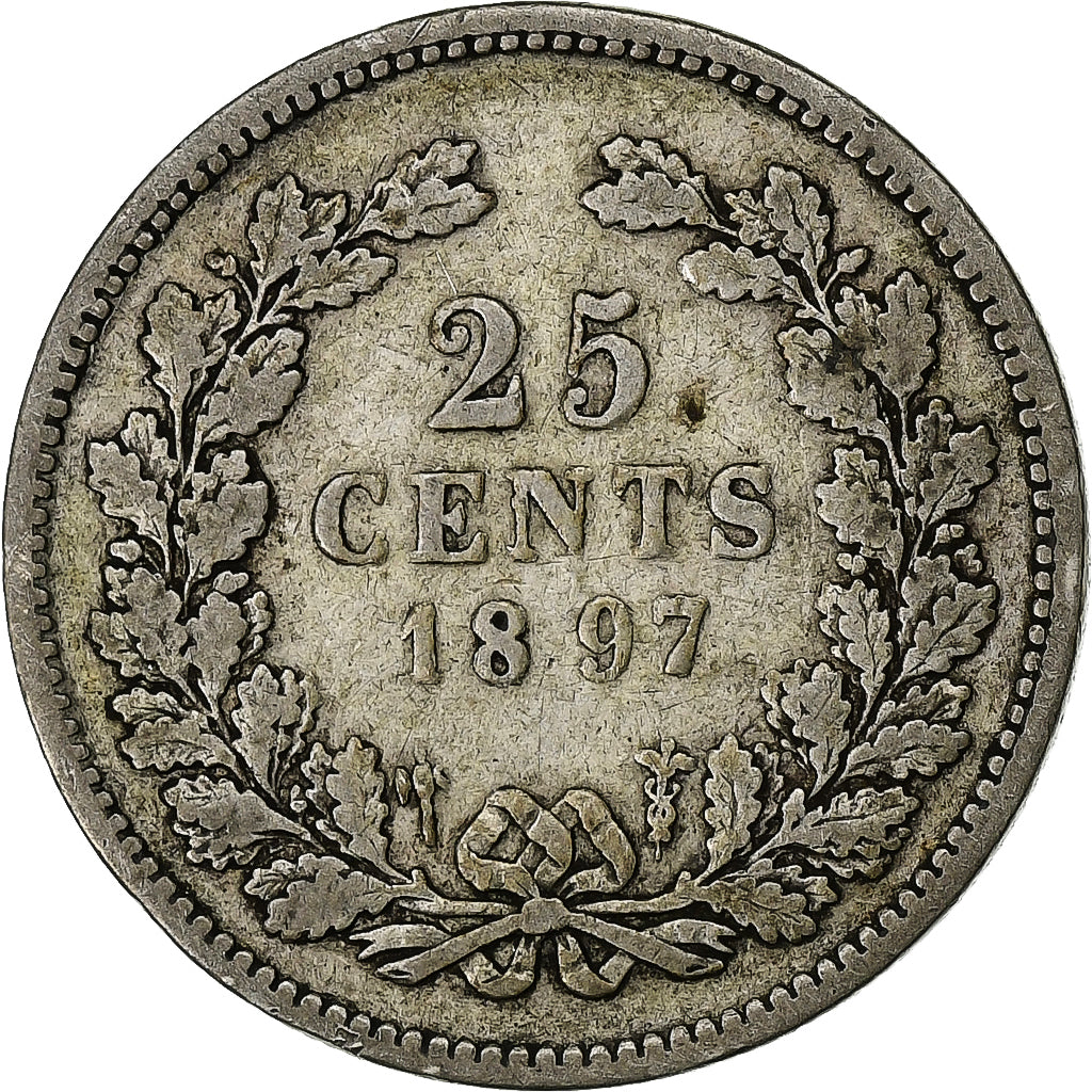 Munten, Nederland, Wilhelmina I, 25 Cents, 1897, FR, Zilver, KM:115