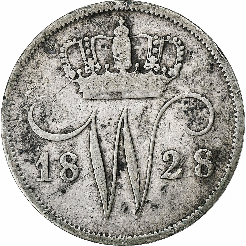 Paesi Bassi, William I, 10 Cents, 1828, Argento, MB, KM:53