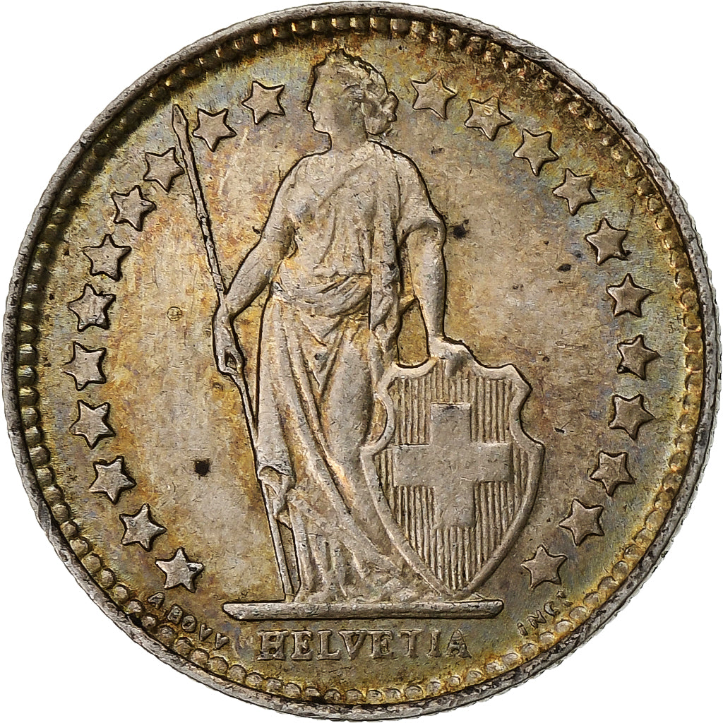Suiza, 1/2 Franc, 1920, Bern, Plata, MBC+, KM:23