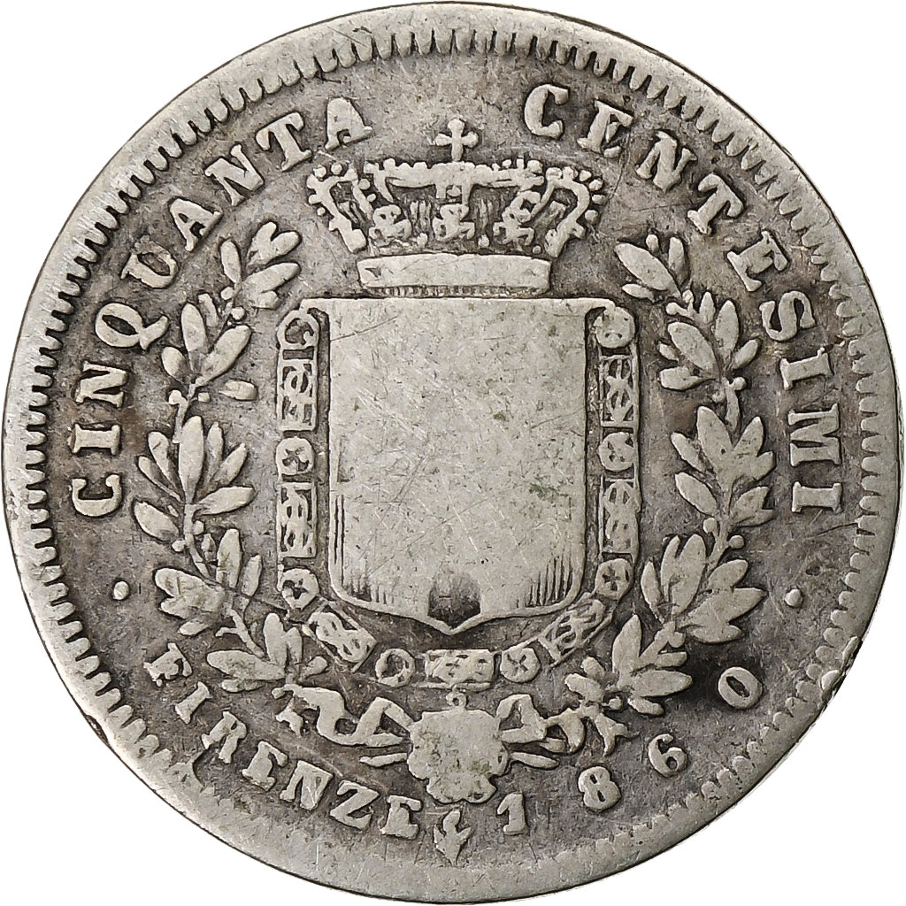 ITALIAN STATES, 50 Centesimi, 1860, Florence, KM #11, VF(20-25), Silver, 18,...