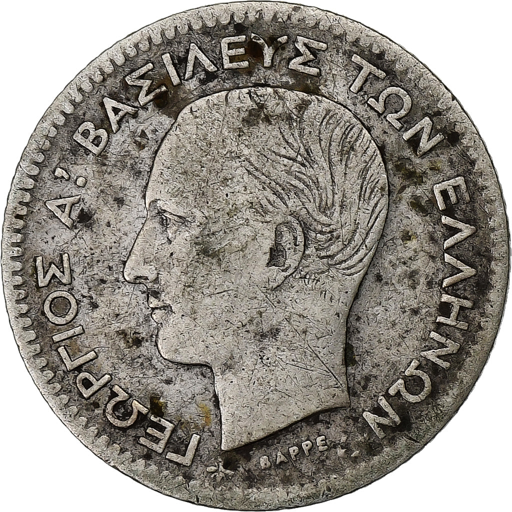 Coin, Greece, George I, 20 Lepta, 1874, Paris, VF(30-35), Silver, KM:44