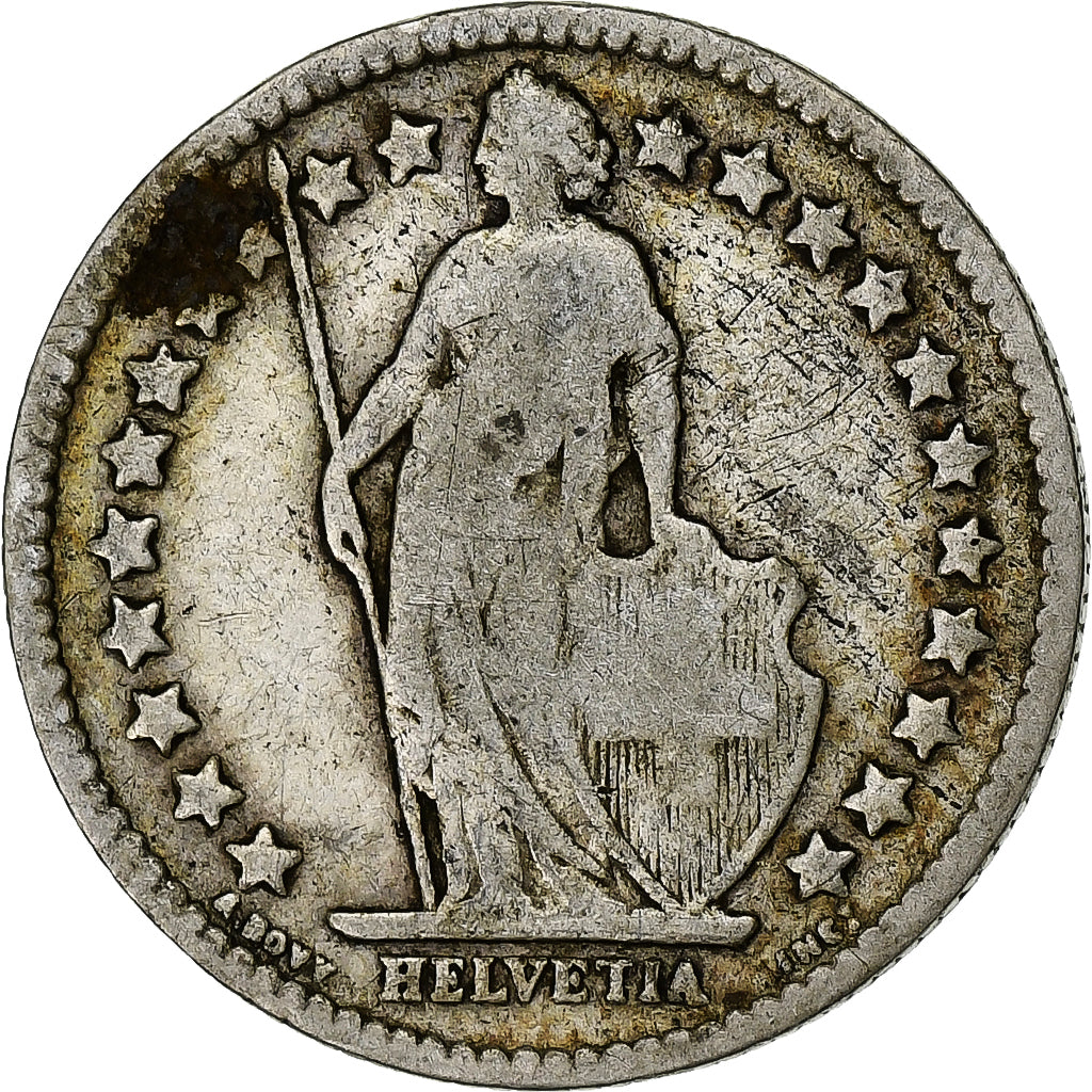Suiza, 1/2 Franc, 1900, Bern, Plata, BC+