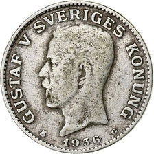 Sweden, George VI, 1 Krona, 1936, Silver, VF(30-35), KM:537a