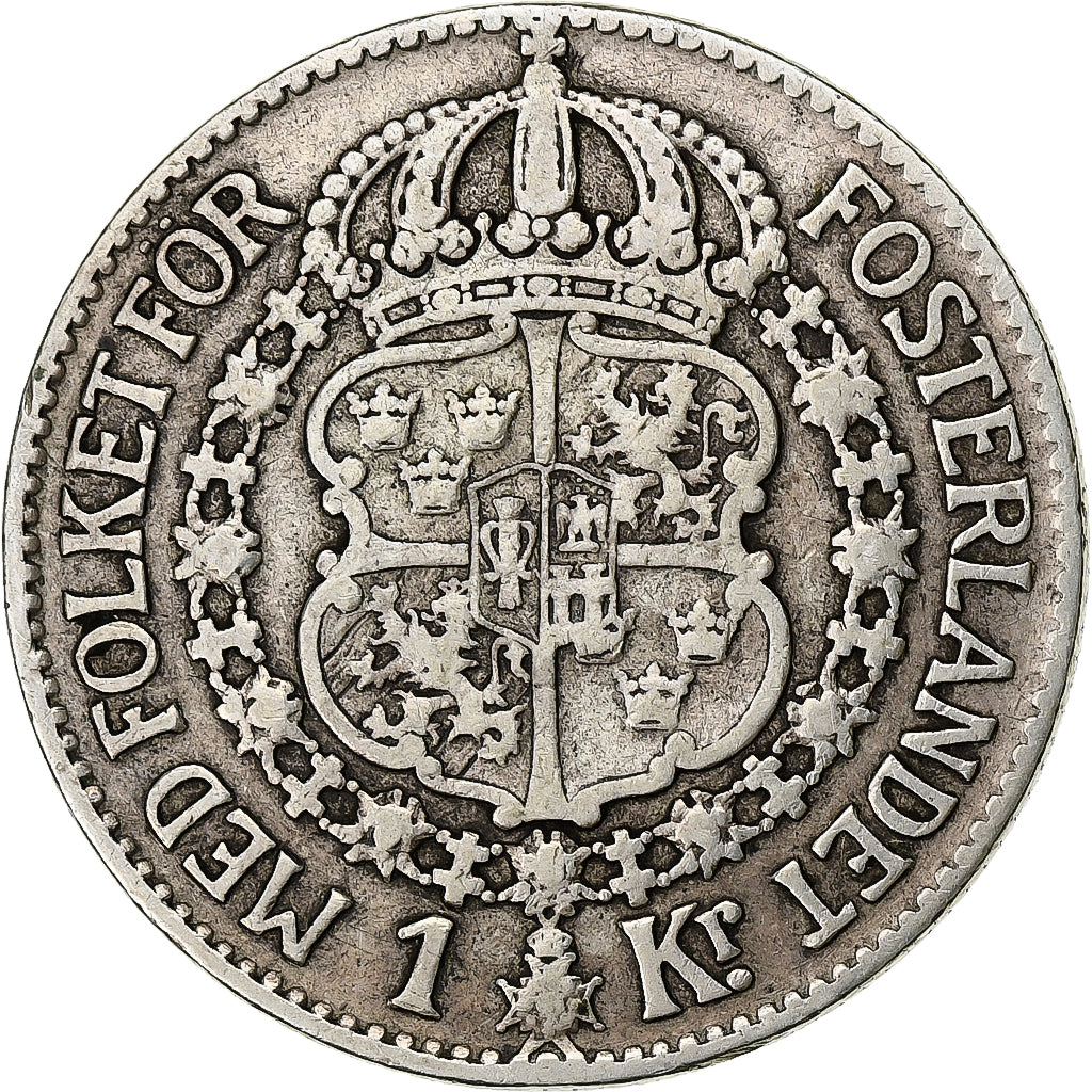 Sweden, George VI, 1 Krona, 1936, Silver, VF(30-35), KM:537a