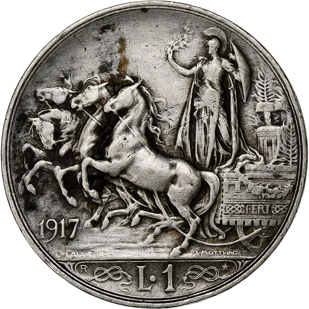 Munten, Italië, Vittorio Emanuele III, Lira, 1917, Rome, ZF+, Zilver, KM:57
