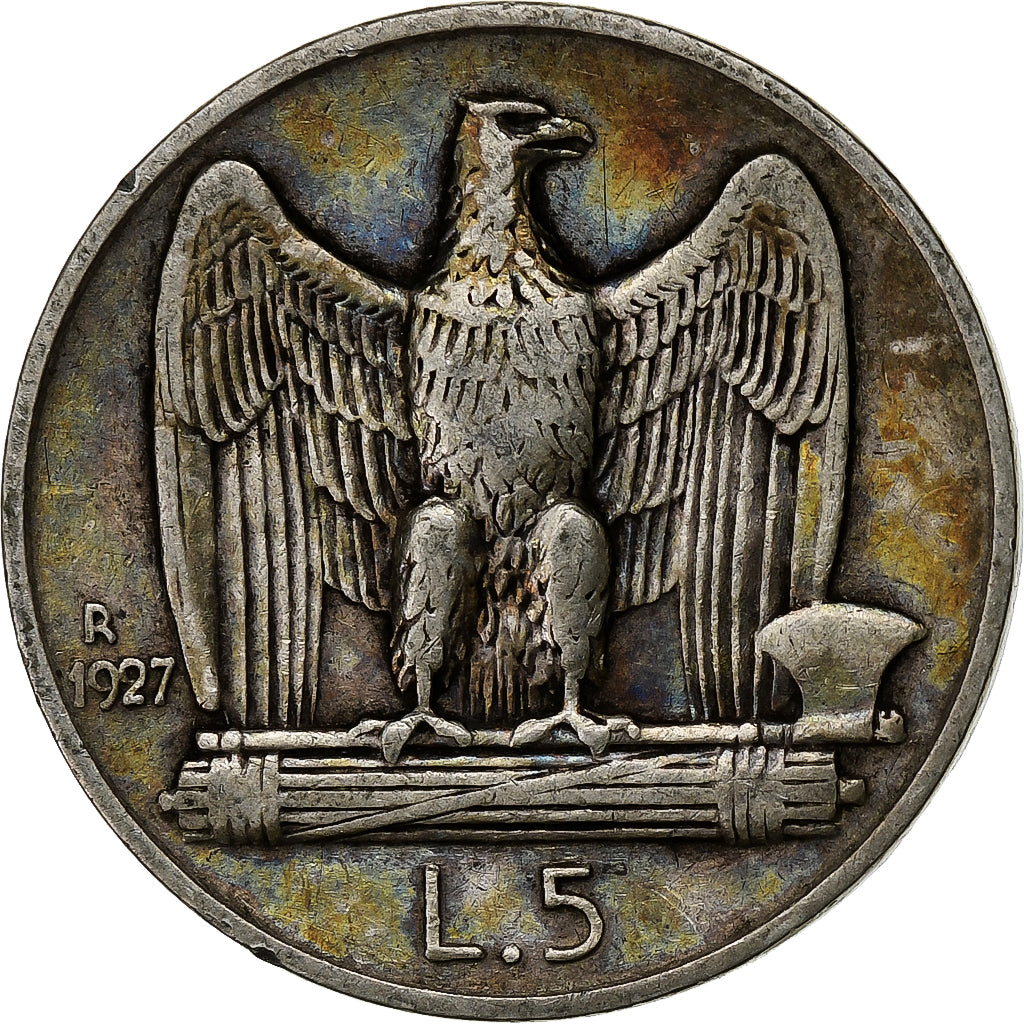 Coin, Italy, Vittorio Emanuele III, 5 Lire, 1927, Rome, AU(50-53), Silver