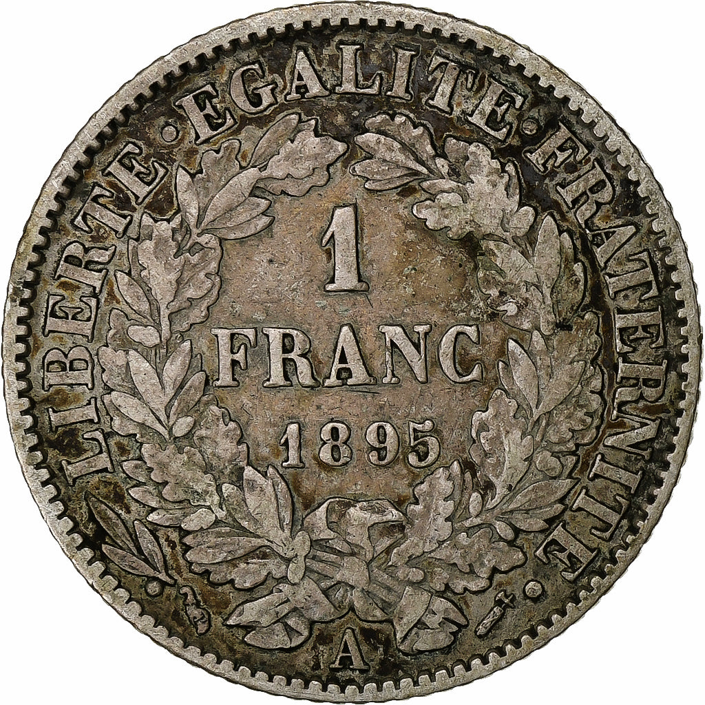 France, Cérès, Franc, 1895, Paris, VF(30-35), Silver, KM:822.1, Gadoury:465a