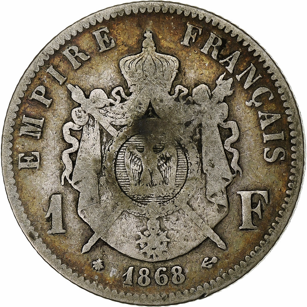 Coin, France, Napoleon III, Napoléon III, Franc, 1868, Paris, VF(20-25)