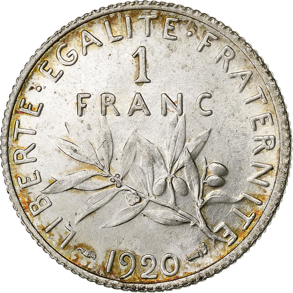 France, Franc, Semeuse, 1920, Paris, Silver, MS(60-62), Gadoury:467, KM:844.1