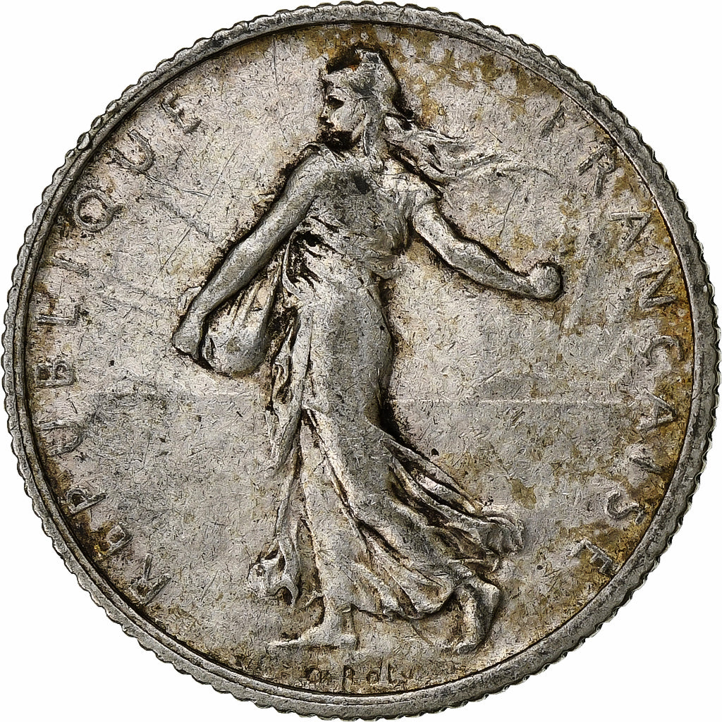 Frankrijk, Semeuse, Franc, 1909, Paris, FR+, Zilver, KM:844.1, Gadoury:467, Le