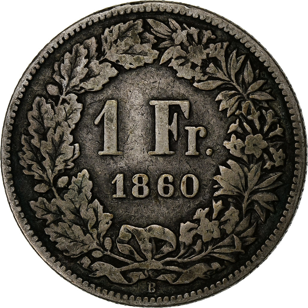 Schweiz, Franc, 1860, Bern, Silber, S+, KM:9a