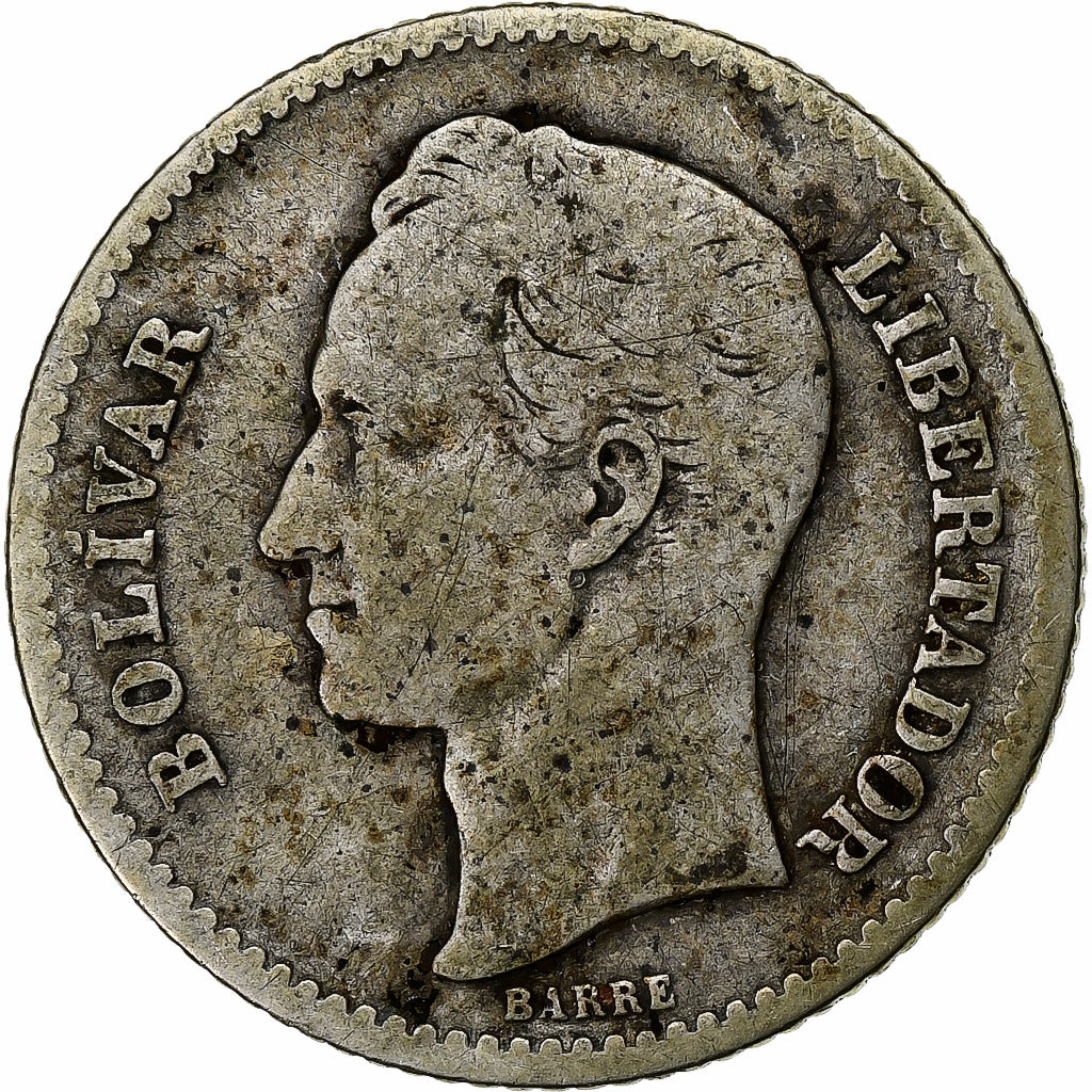 Coin, Venezuela, Gram 5, Bolivar, 1926, VF(20-25), Silver, KM:22