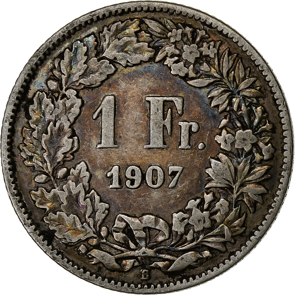 Coin, Switzerland, Franc, 1907, Bern, AU(50-53), Silver, KM:24