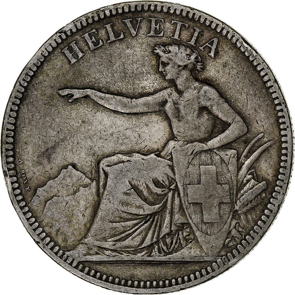Switzerland, 5 Francs, Helvetia, 1874, Bern, Silver, EF(40-45), KM:11